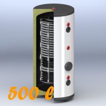   Puffertartály 500l, Soli, 1 hőcserélővel, 750 mm átmérő, álló kivitel, fűtési rendszerekhez