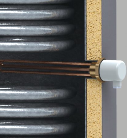 Elektromos fűtőbetét 2kW + termosztát álló kivitelű indirekt melegvíz tárolókhoz és fűtési puffer tartályokhoz