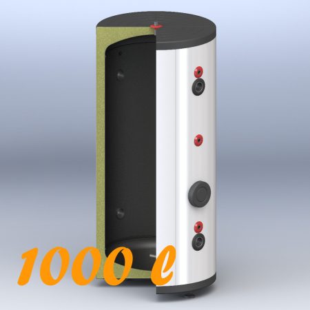 Puffertartály 1000l, Tokyo Solar, hőcserélő nélküli, 1010mm átmérő, álló kivitel, fűtési rendszerekhez